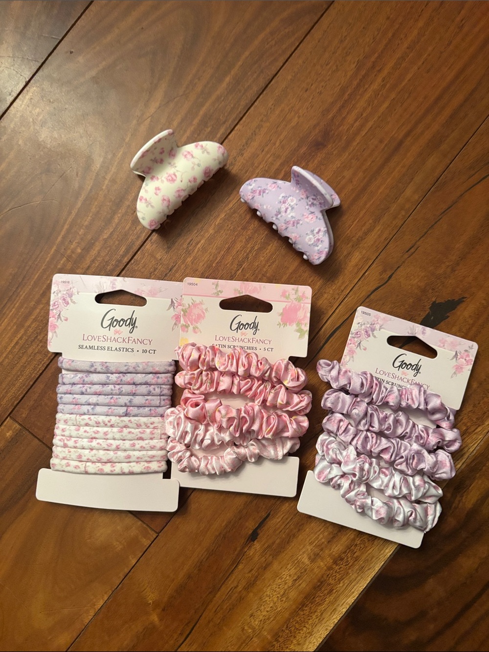 LoveShackFancy x Target floral hair accessories bundle in pink, purple, white